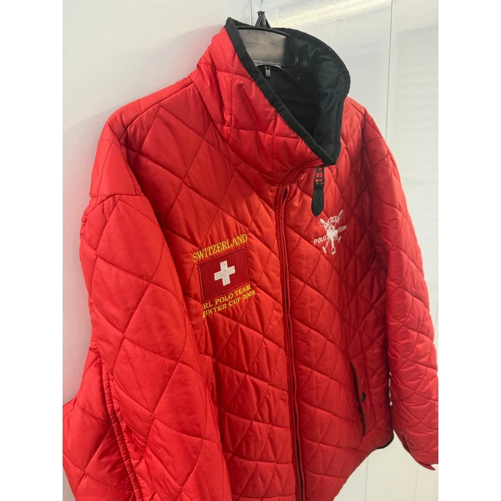 Polo Ralph Lauren Reversible Quilted Jacket Switzerland Winter Cup 2008 Red XL